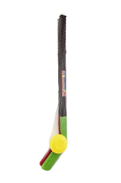 Hokeystick 2 stuks met puck kunststof 70 cm in net