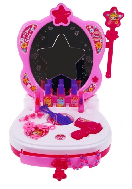 Interactieve draagbare make-uptafel voor meisjes 3+ Spiegel + cosmetica + accessoires