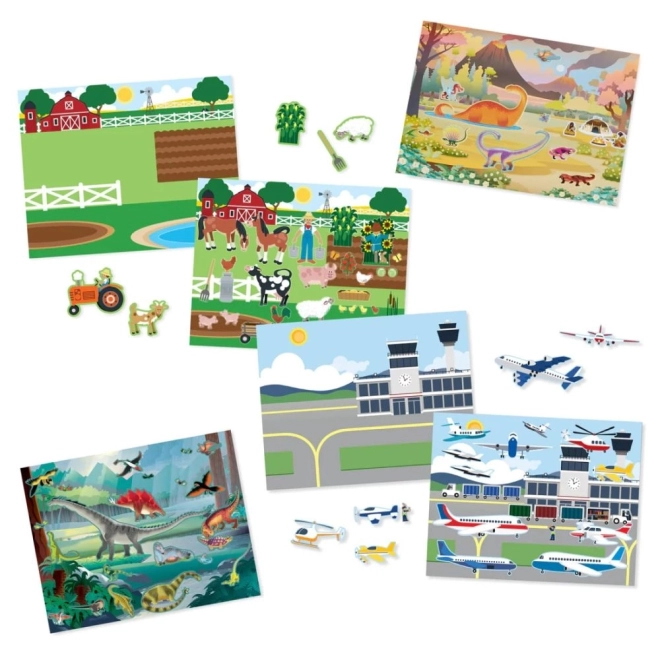 Herbruikbare stickers met landschapsmotieven