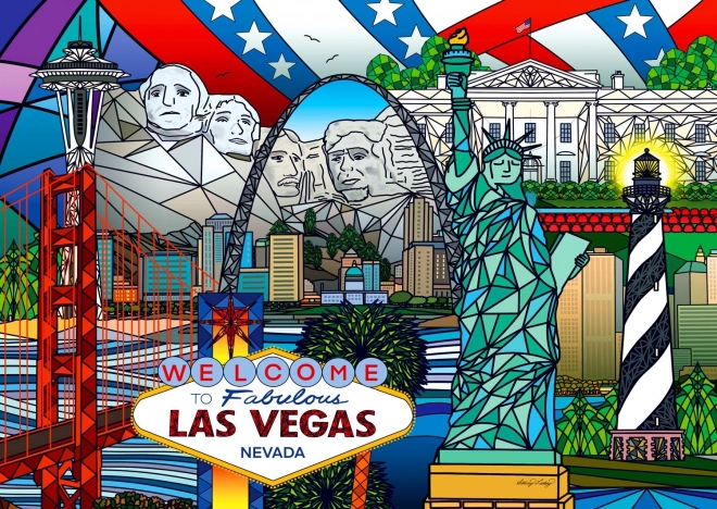 ENJOY puzzel collage van Amerikaanse bezienswaardigheden – 1000 stukjes