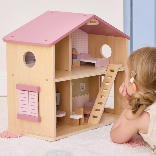 Grote houten poppenhuis met accessoires PolarB Viga