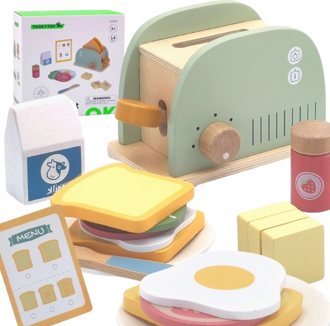 Wooden toaster pastel breakfast set by Tooky Toy