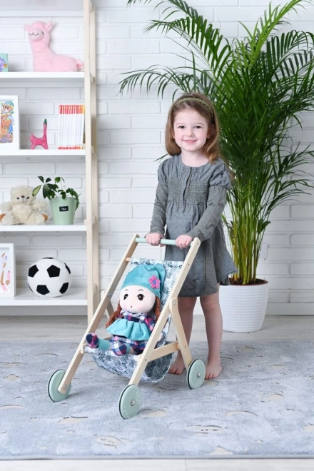 Lichte houten poppenwagen - mint