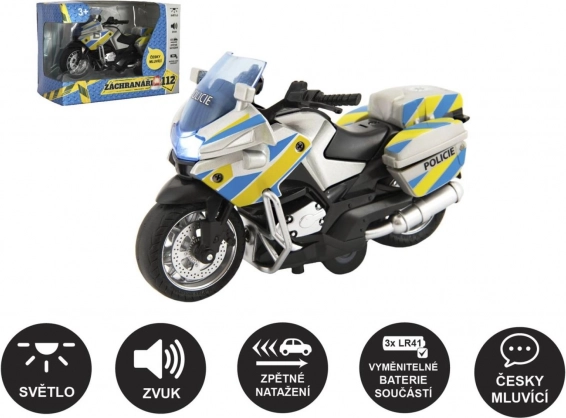 Police motorcycle 12 cm with light and sound, Czech speaking