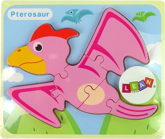 Houten dinosauruspuzzel – roze pterodactylus of blauwe pliosaurus