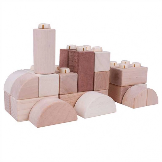 Bigjigs Baby Houten Koppelblokken - Natuurlijke set van 100 stuks