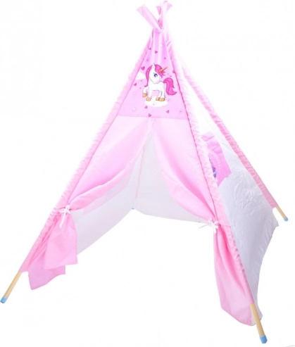 Teepee rose pour enfants avec licorne