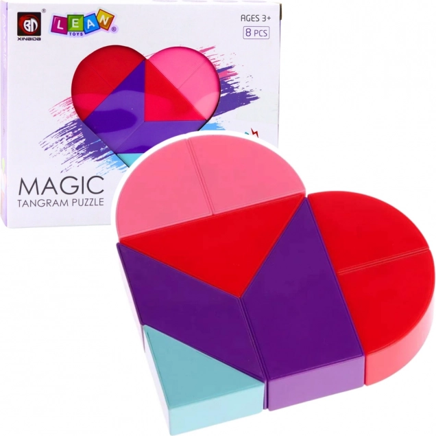 Magnetic tangram cubes – heart, 8 pieces