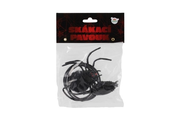 Springende spin pluche/plastiek 7cm in zak 14x19x3cm
