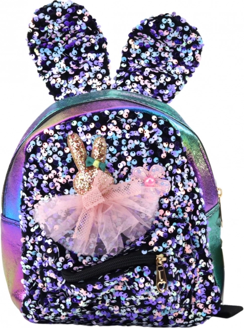 Colorful children's backpack with sequins and rabbit ears