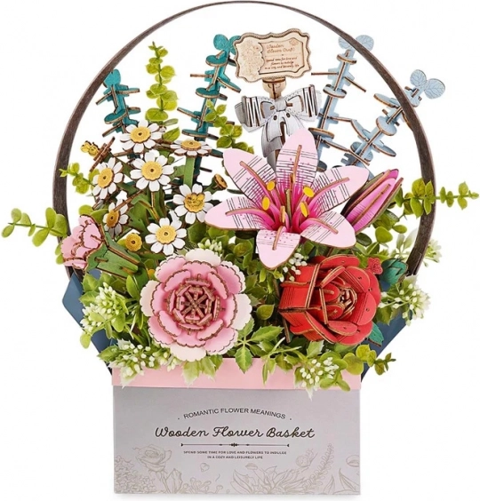 RoboTime 3D Wooden Puzzle Flower Basket