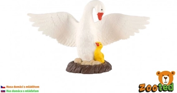 Beeldje van een gans met kuiken
