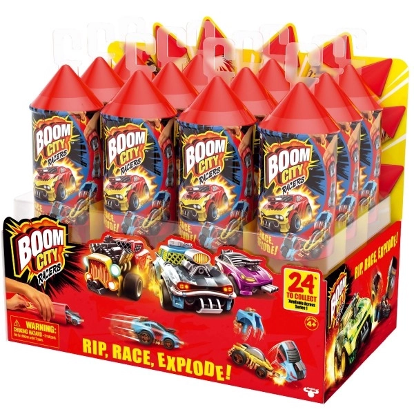 Auto Boom City Racers plast mix soorten in plastic buis 21x6,5x6cm