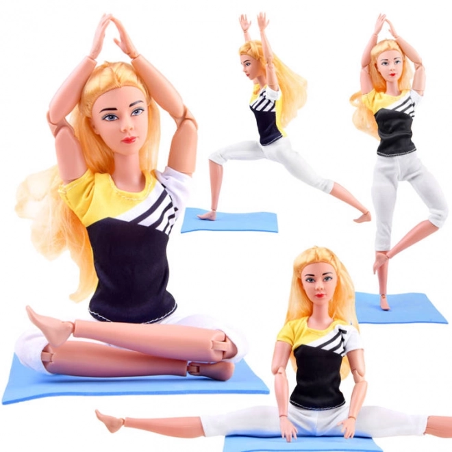 Poppen gymnast doet aan yoga en fitness