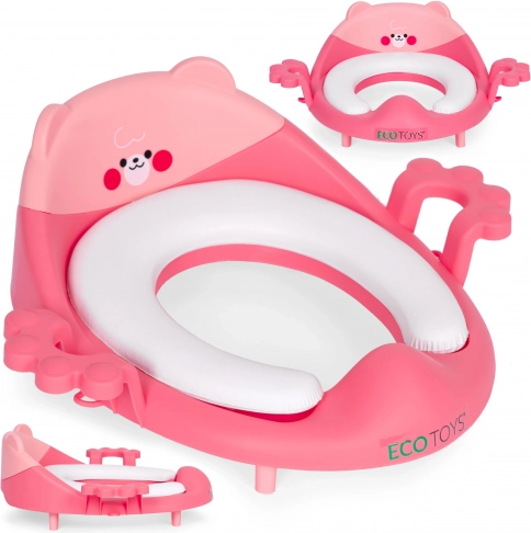 Réducteur de toilette pour enfants avec poignées et rembourrage doux, rose, EcoToys