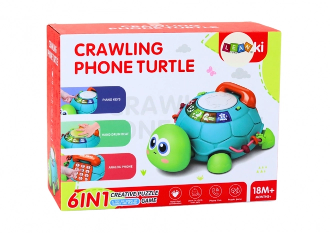 Interactieve educatieve telefoon schildpad 6v1 Lichten Geluiden Groen