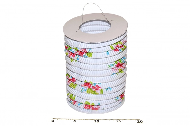 Lampion cilindr wit met bloemen 15 cm