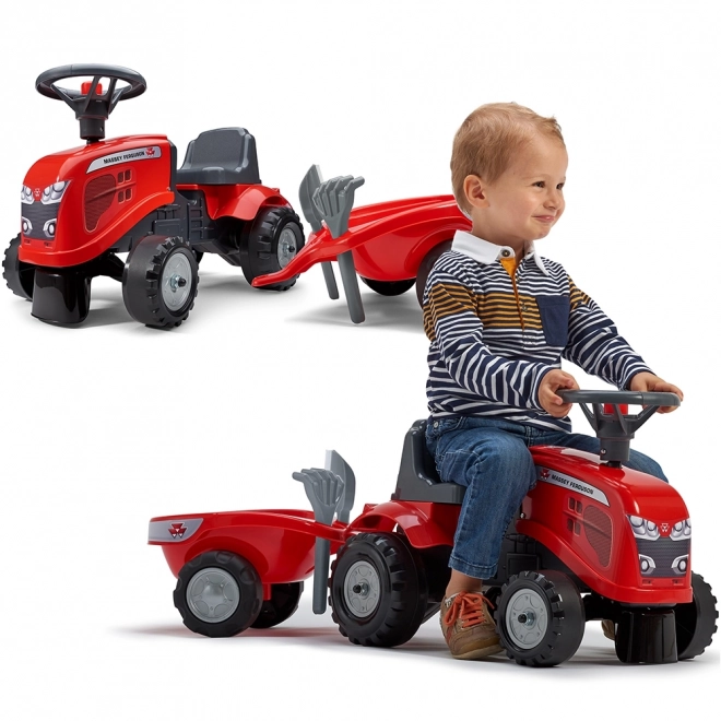 Looptractor Massey Ferguson rood met stuur en kar