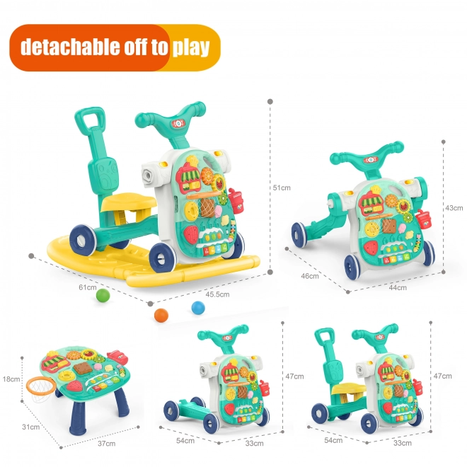 Multifunctionele looptrainer 5v1 Woopie blauw