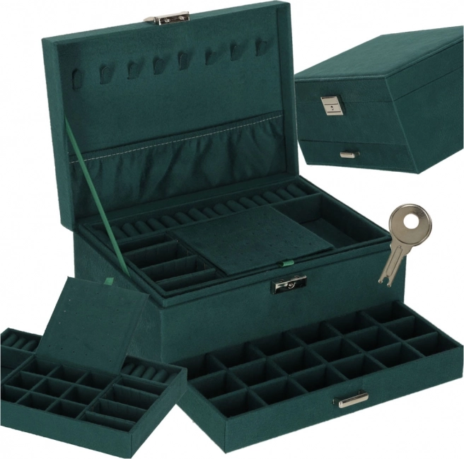 Groene sieradendoos koffer organizer