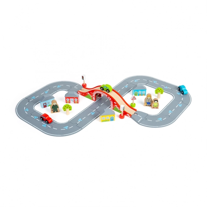 Houten weg in de vorm van een acht van Bigjigs