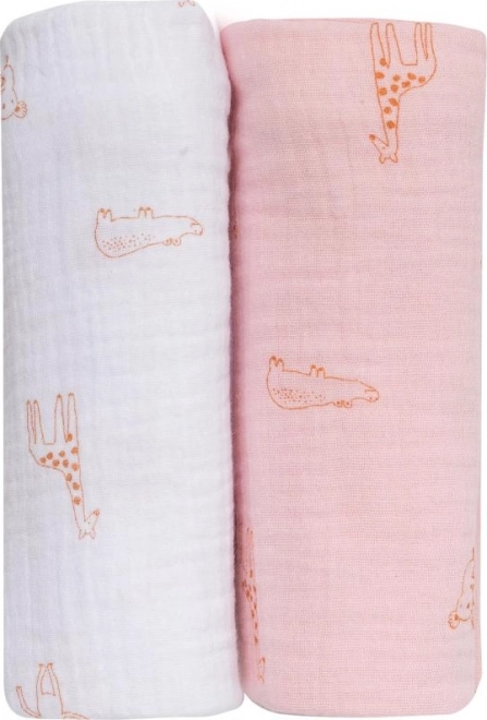 Bio mousseline luiers BUBABA, 2 stuks, roze en wit