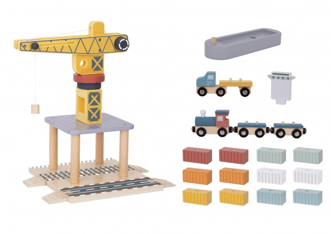 Tooky Toy Wooden Port Crane Set