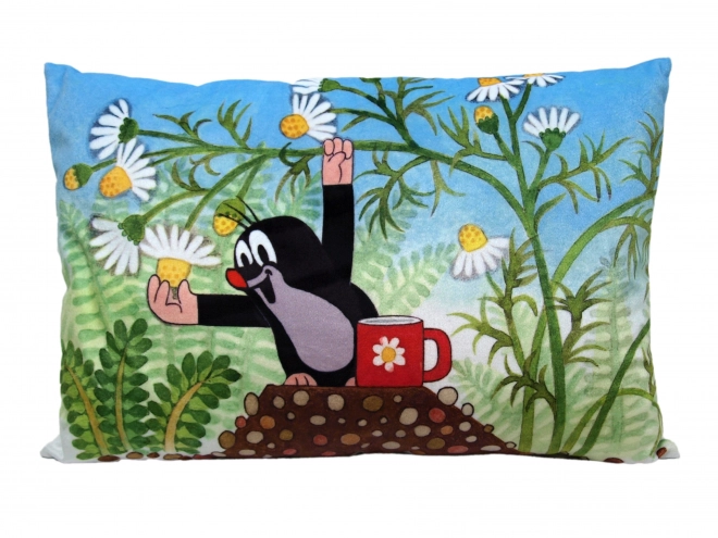 Mole Character Pillow with Chamomile Design