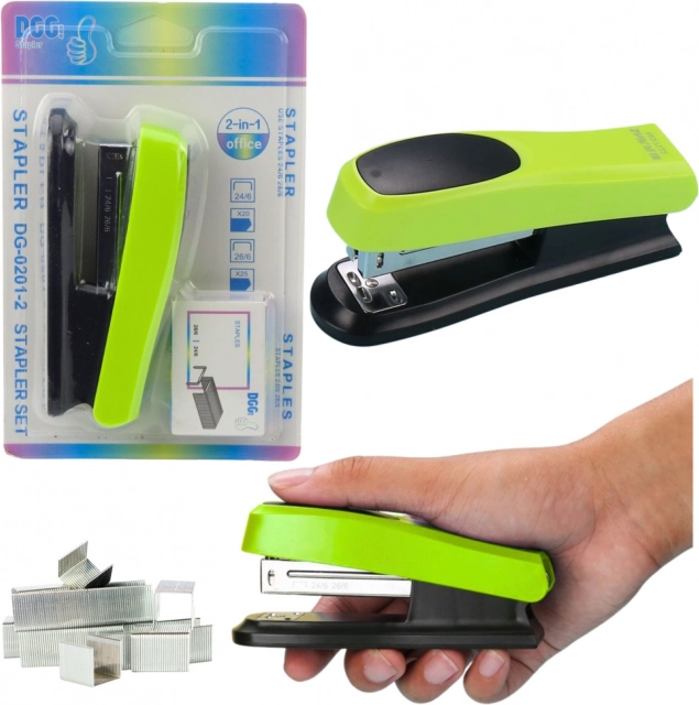 Green Office Stapler for 30 Sheets with Staples Set