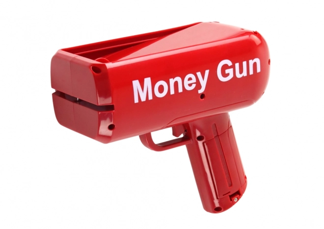 Schieten met geldpistool Rood geldpistool Bankbiljettenlanceerder