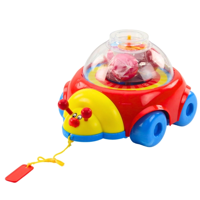 Coccinelle à tirer colorée avec balles et horloge