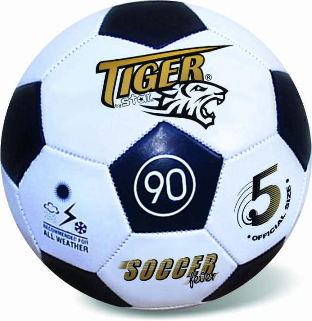 Ballon de football en cuir, taille 5, noir et blanc