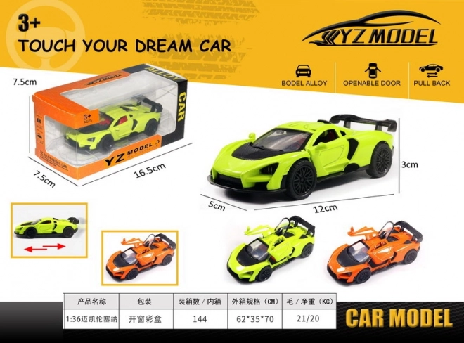 Metalen auto 12 cm