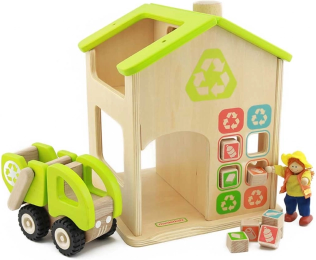 Masterkidz houten station voor recycling en afvalscheiding
