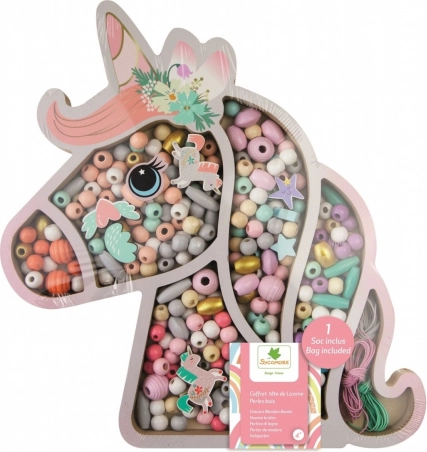 Houten pastelkleuren kralen – eenhoorn