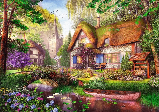 TREFL Puzzel Premium Plus Theetijd: Houten huisje 1000 stukjes