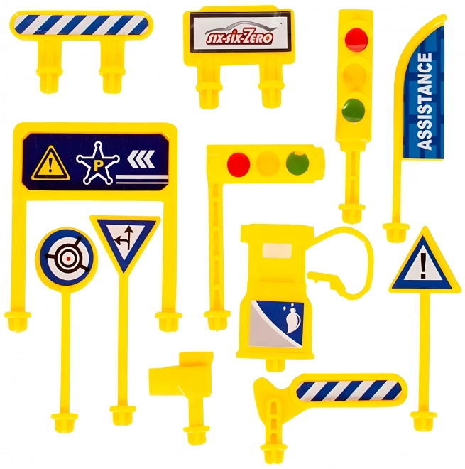Garage politiebureau, 3 niveaus met lift, auto's + helikopter, 74 stuks