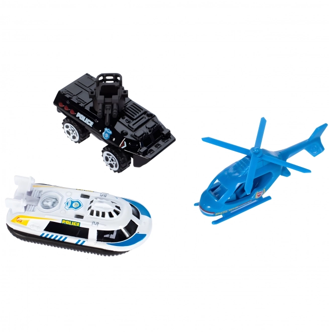 Garage politiebureau, 3 niveaus met lift, auto's + helikopter, 74 stuks