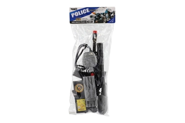 Pistool/machinepistool politie 38cm plastic met accessoires in zak 21x50x6cm
