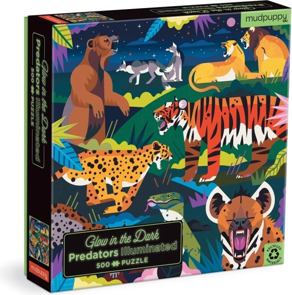 Puzzle Mudpuppy Prédateurs – brille dans le noir, 500 pièces