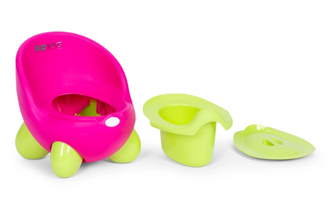 ECOTOYS roze-groene kinderpotje met antislipvoetjes