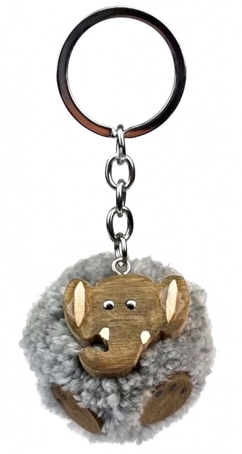 Holz Schlüsselanhänger Pompon Elefant
