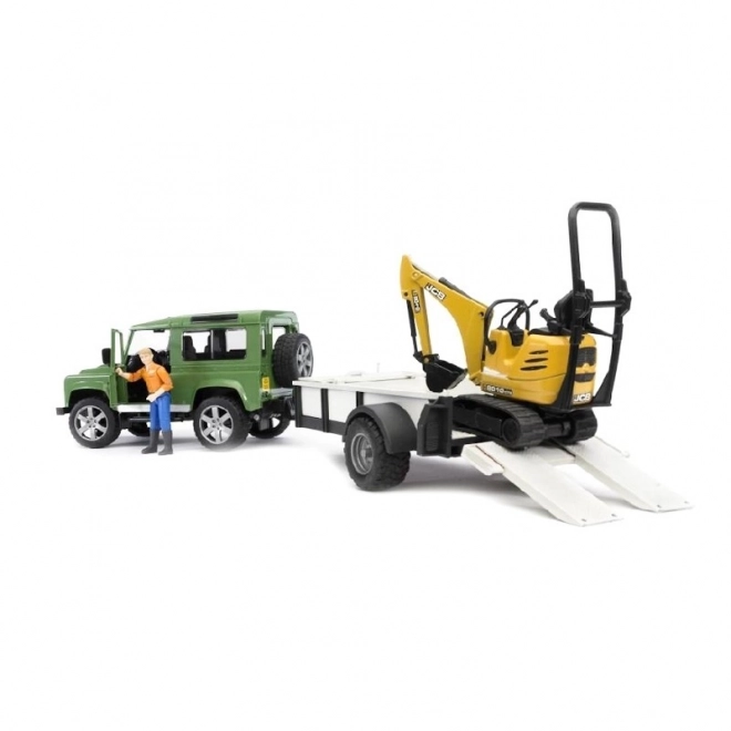 Speelset Bruder SUV en rupsgraafmachine JCB met aanhanger