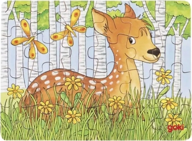 Goki Holzpuzzle Waldtiere – Rehkitz, 24 Teile