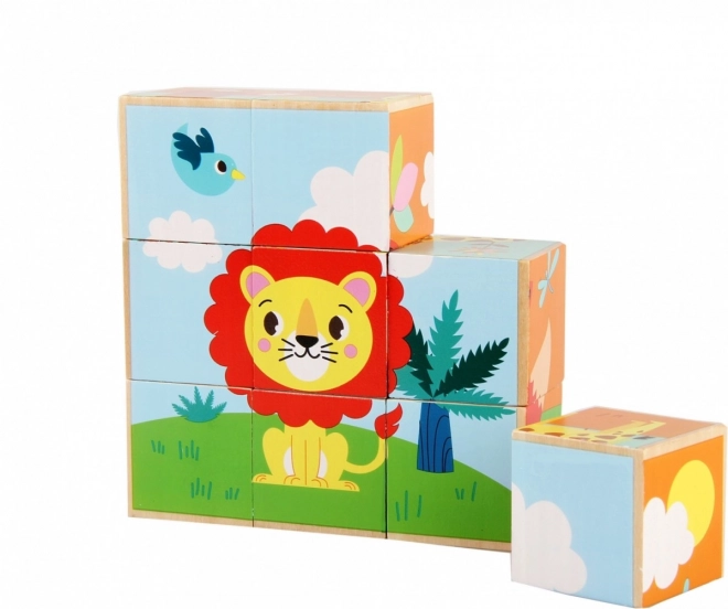 Blocs en Bois Animaux Sauvages Colorés