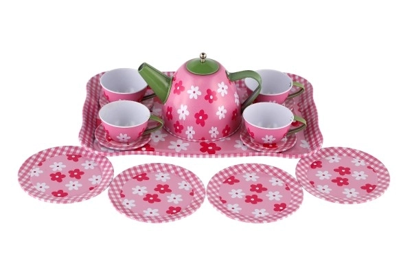 Blik theeservies set 14 stuks