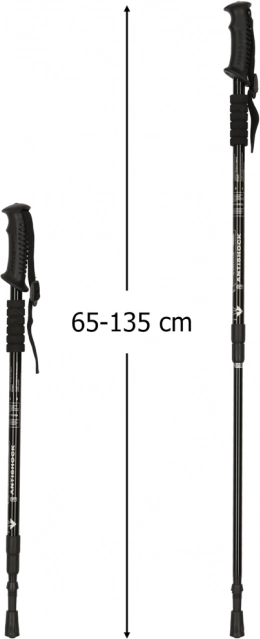 Opvouwbare trekkingstokken Nordic Walking, zwart, 2 stuks