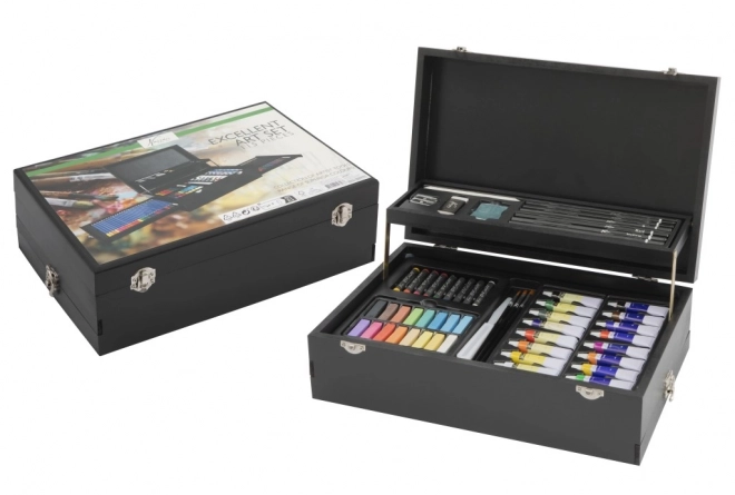 Schilderset in houten etui met niveaus
