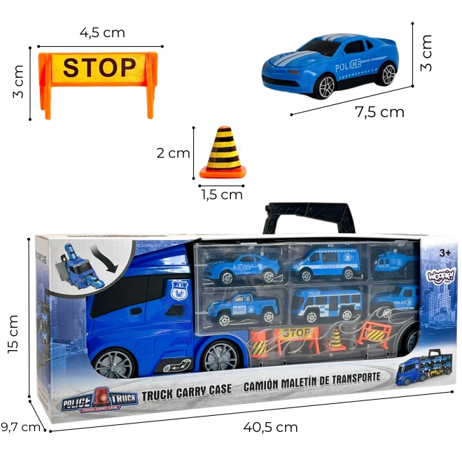 Lastwagen mit Transporter 3in1 Blaue Polizei
