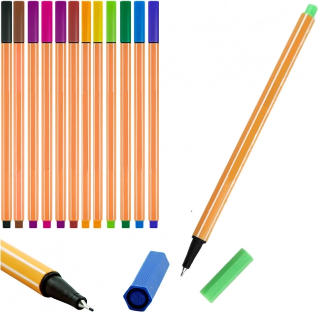 Set de stylos fins colorés 0,4 mm - 12 pcs